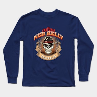 Ned Kelly Outlaw Black Hat Long Sleeve T-Shirt